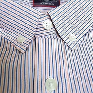 UNTUCKit Chenel Mens Small Long Sleeve Button Down Shirt Stripes Blue Orange NWT